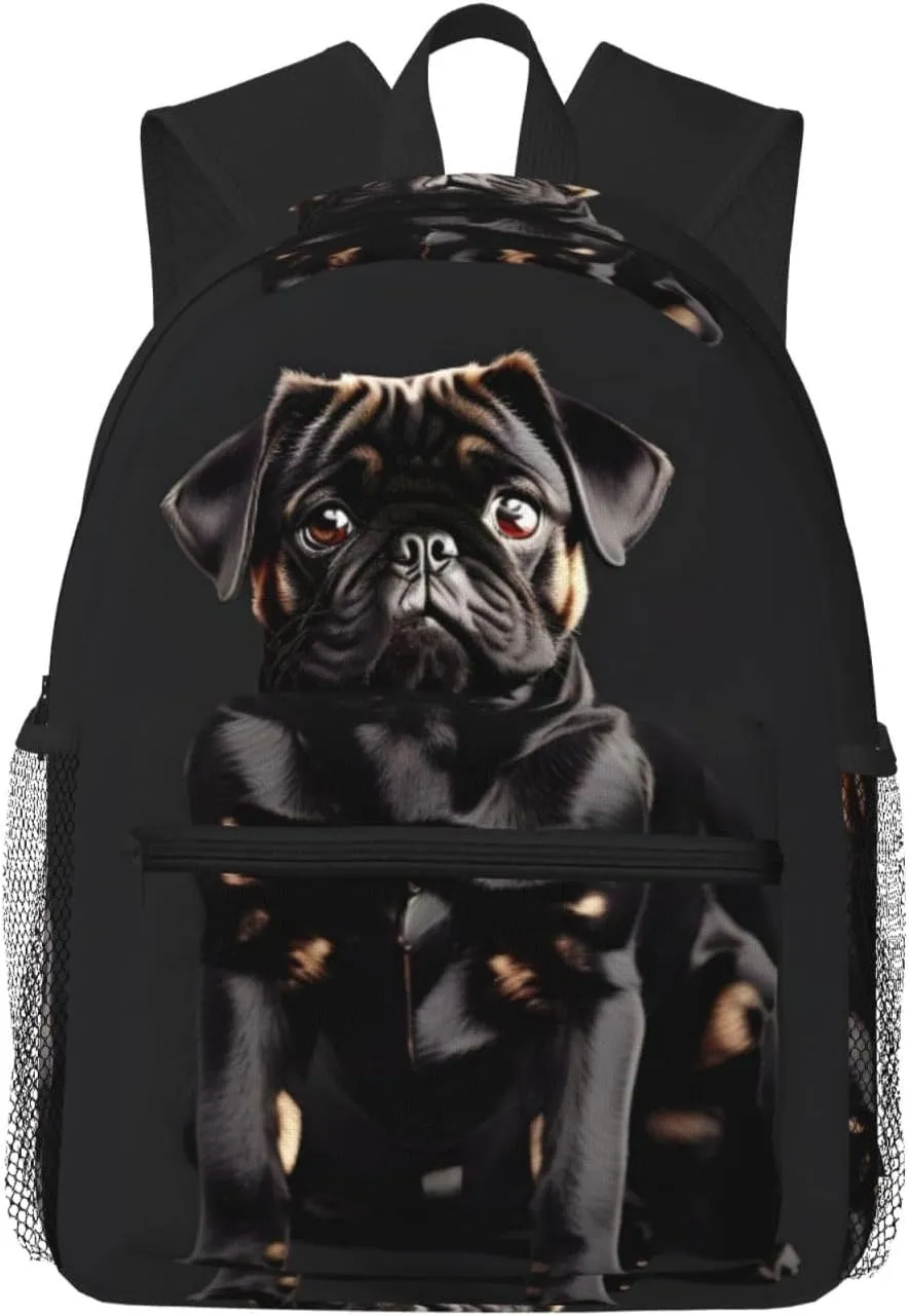 Cute Black Pug Dog-standard-scale-2_00x print Lightweight and comfortable backpack Casual Laptop Backpack for Travel Hiking