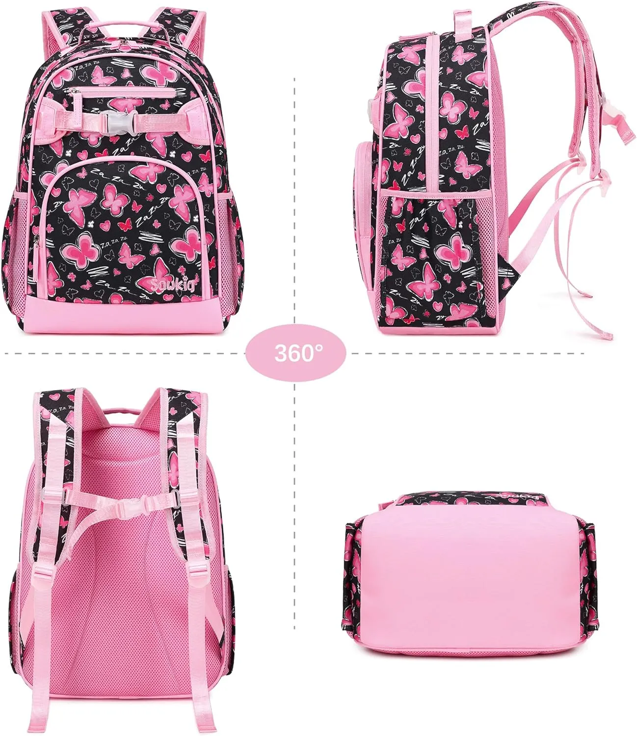 Cute Butterfly Backpack for Girls Kindergarten Backpack for School Kids 4-6 (Pink Butterfly)