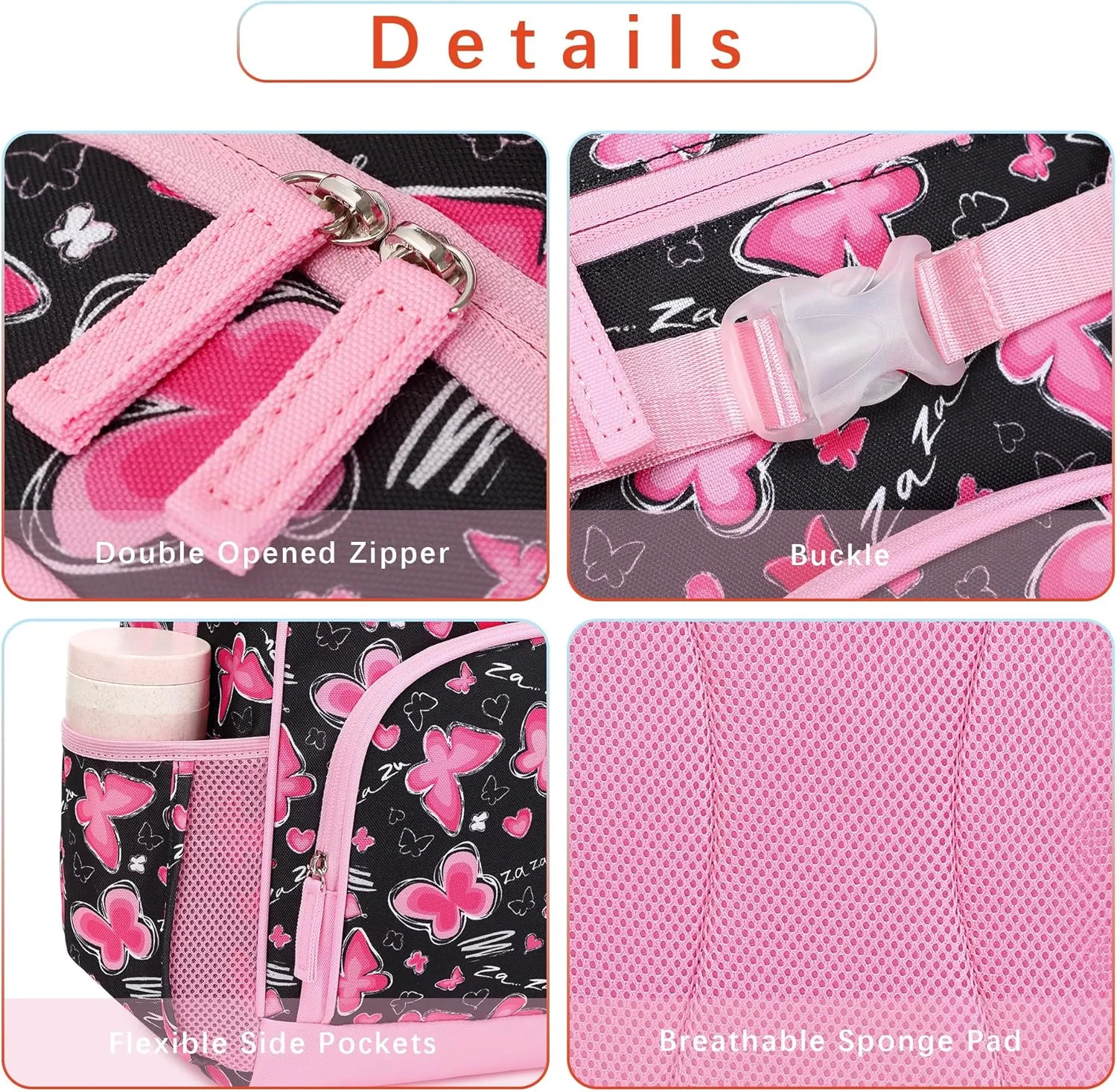 Cute Butterfly Backpack for Girls Kindergarten Backpack for School Kids 4-6 (Pink Butterfly)