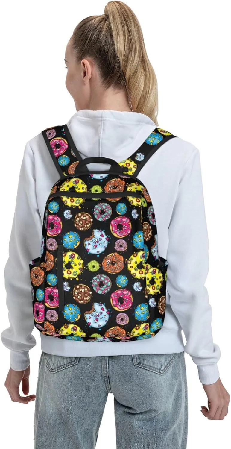 Cute Donut Backpacks 15 Inch Laptop Backpack Multipurpose Double Shoulder Bag for Men Women Gifts