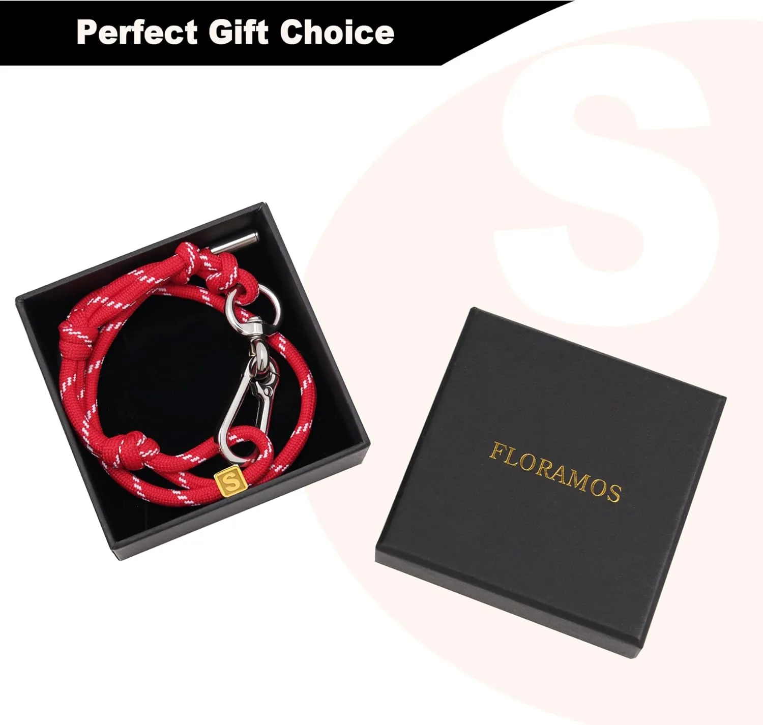 Cute Initials Charm Rope Keychain for Women Men Carabiner Knot Lanyard Keyring, Charms for Purse Handbag Backpacks
