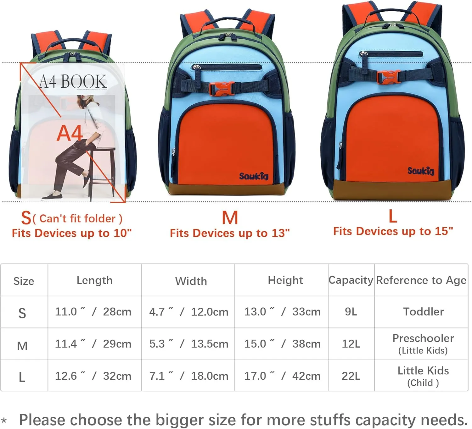 Cute Kids Backpack for Boys Elementary School Water Resistant Bookbag for Boy 6-10 (Orange Blue)