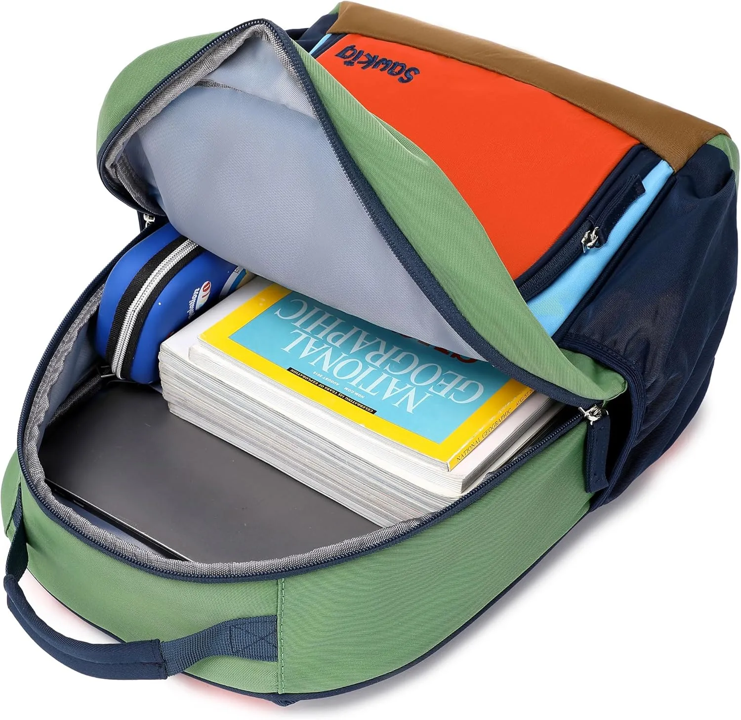 Cute Kids Backpack for Boys Elementary School Water Resistant Bookbag for Boy 6-10 (Orange Blue)