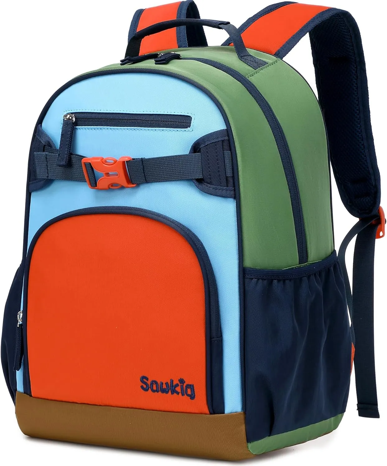 Cute Kids Backpack for Boys Elementary School Water Resistant Bookbag for Boy 6-10 (Orange Blue)