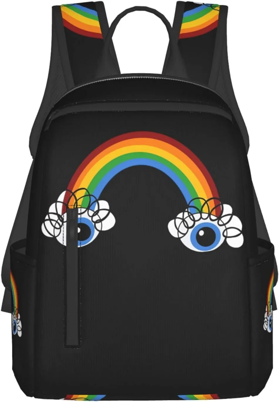 Cute Rainbow Eyes Casual Backpacks Large Capacity Laptop Backpack Sports Rucksack Travel Daypack Adjustable Shoulder Strap Work Bag for Outdoor Camping
