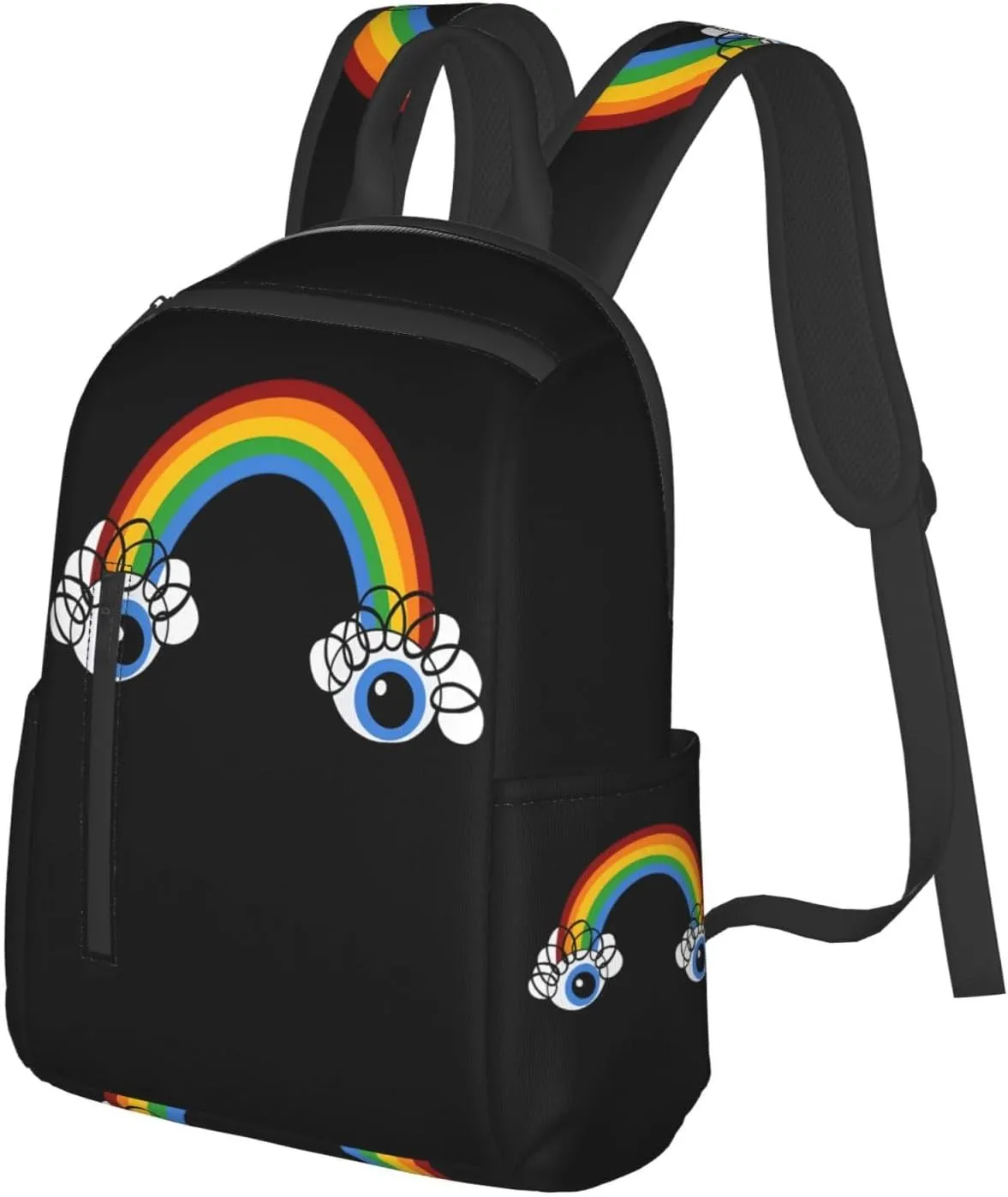 Cute Rainbow Eyes Casual Backpacks Large Capacity Laptop Backpack Sports Rucksack Travel Daypack Adjustable Shoulder Strap Work Bag for Outdoor Camping