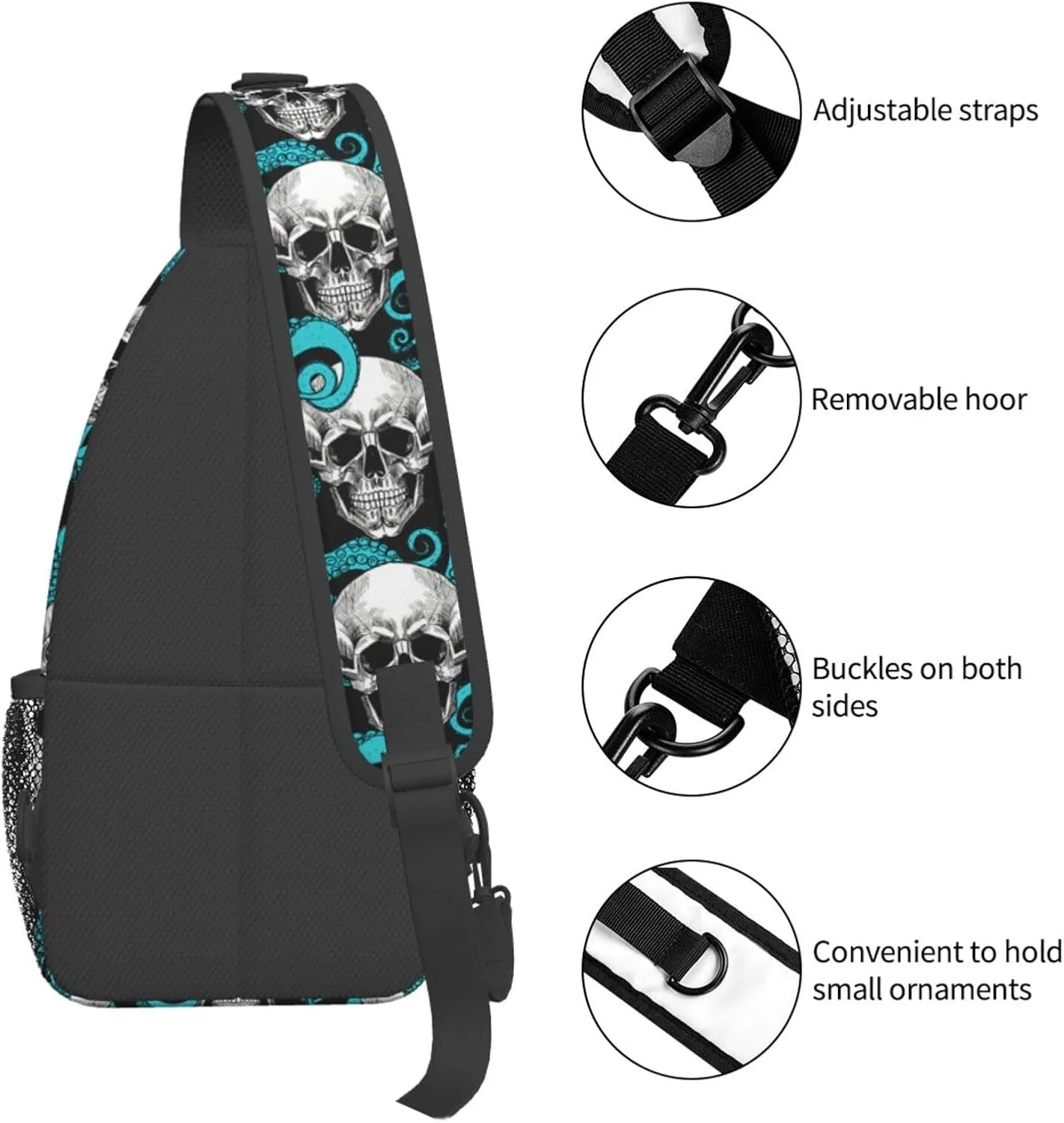 Cute Sea Otters Sling Bag Casual Chest Bags Adjustable Crossbody Bag Shoulder Backpack For Travel Hiking