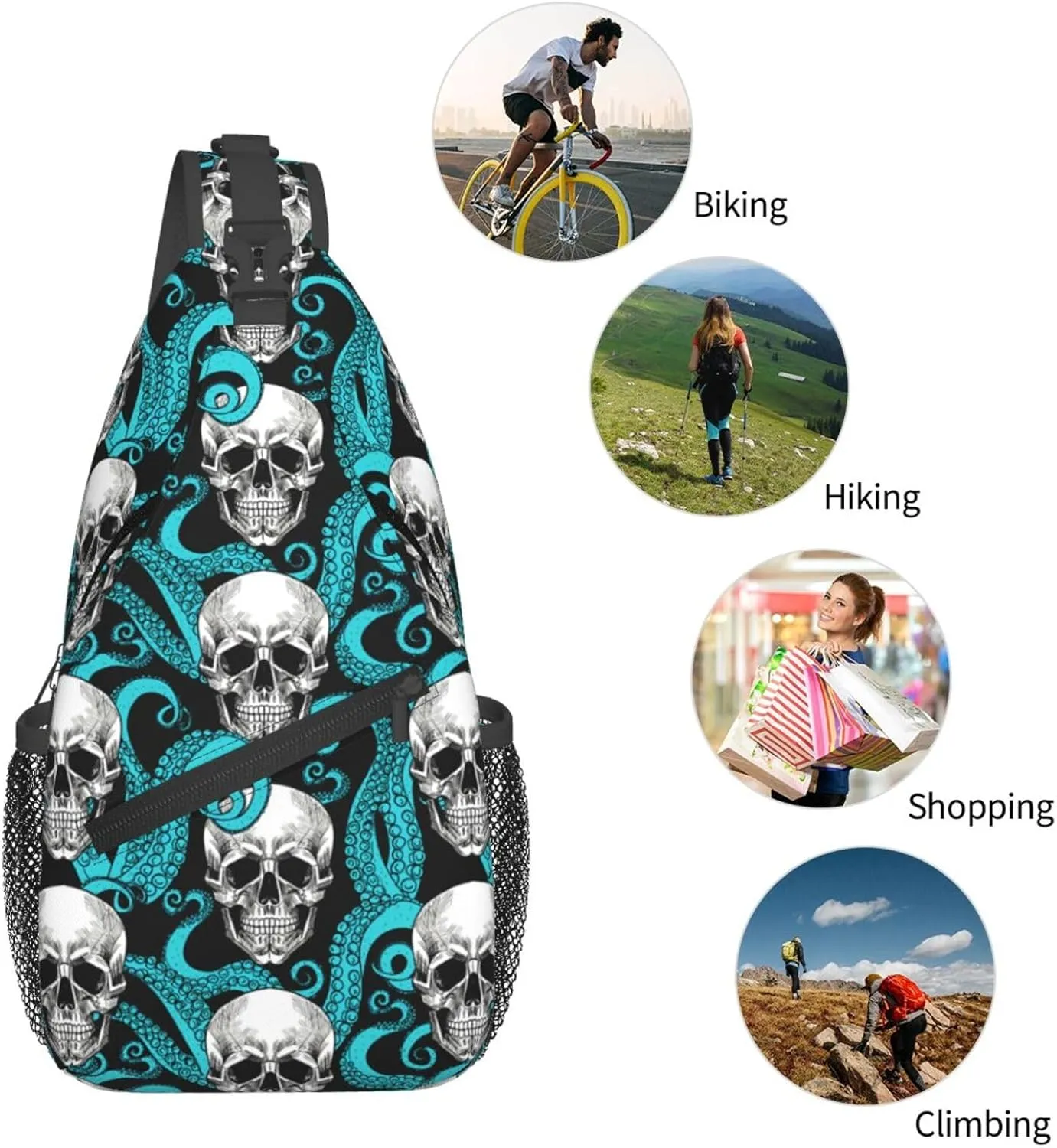 Cute Sea Otters Sling Bag Casual Chest Bags Adjustable Crossbody Bag Shoulder Backpack For Travel Hiking