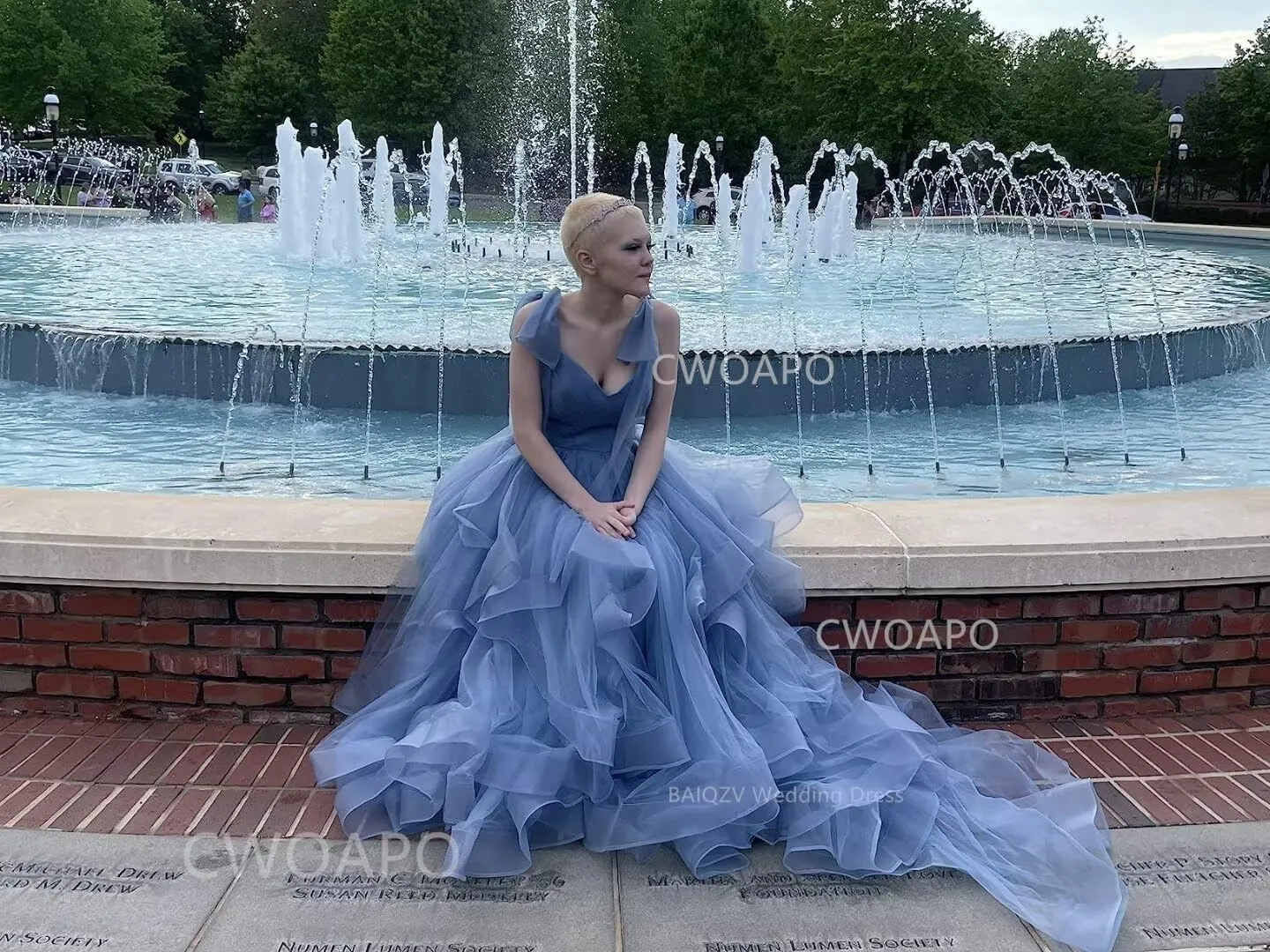 CWOAPO Layered Ruffles Tulle Prom Dresses Spaghetti Strap Ball Gowns Long Elegant V Neck Bow Formal Evening Dresses 2025