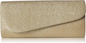 Damara Womens Oblique Flap Glitter Clutch Handbags,champagne
