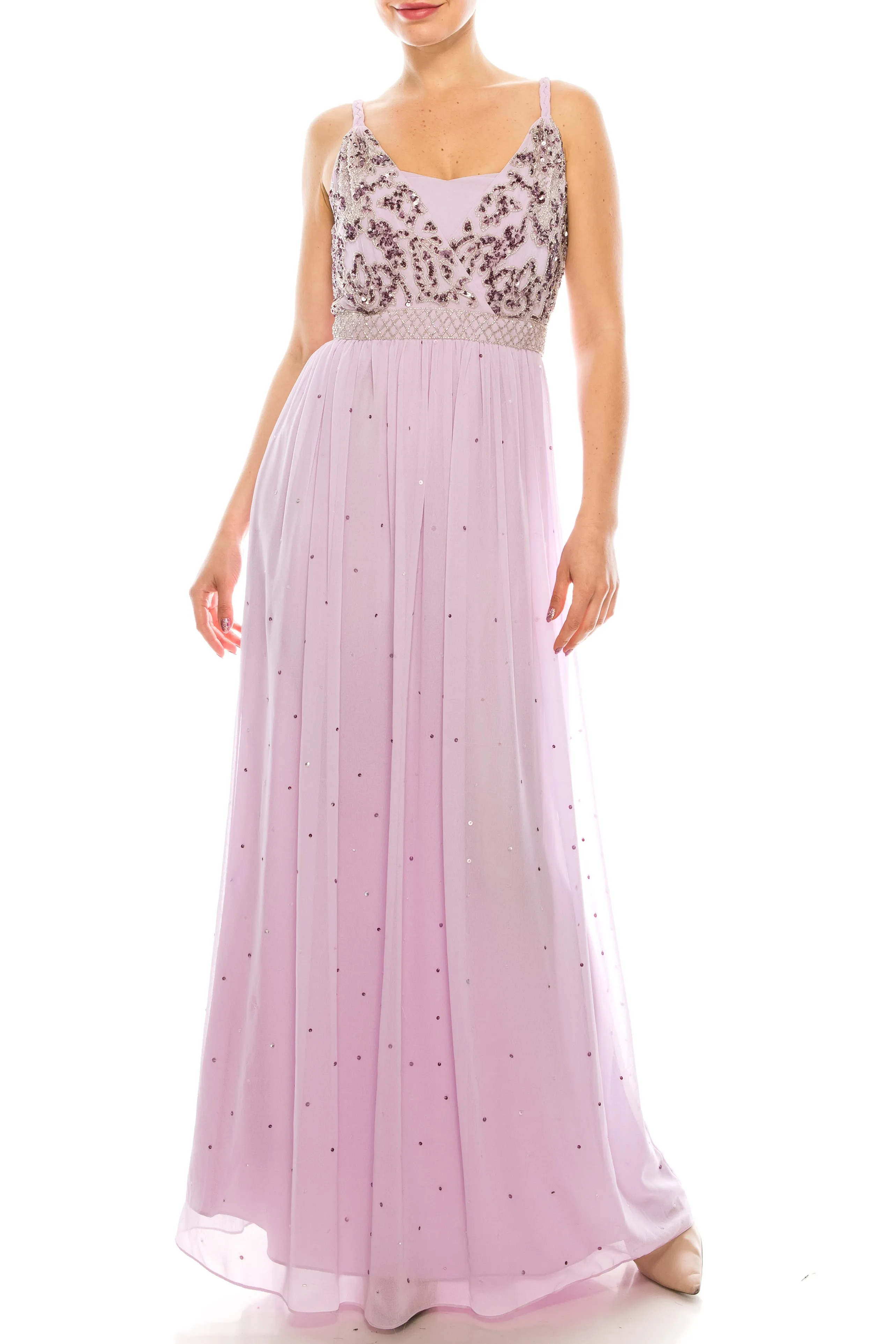 Decode 18 Beaded Bodice Sequined A-Line Dress