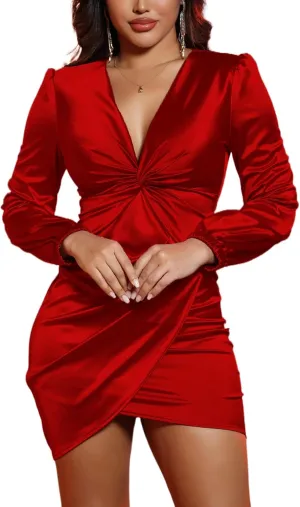 DeftSharp Womens Ruched Formal Bodycon Zipper Graduation Dresses-Elegant Cocktail Party Wedding Midi Dress