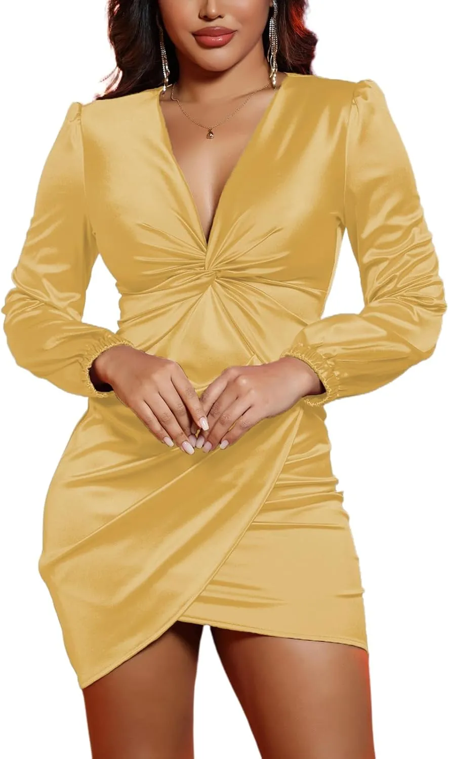DeftSharp Womens Ruched Formal Bodycon Zipper Graduation Dresses-Elegant Cocktail Party Wedding Midi Dress