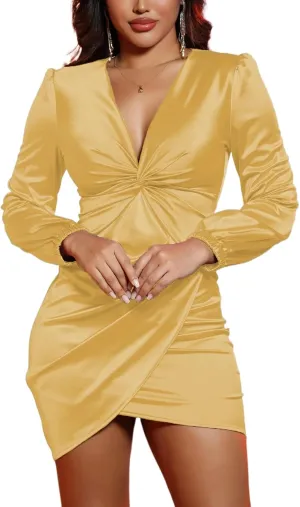 DeftSharp Womens Ruched Formal Bodycon Zipper Graduation Dresses-Elegant Cocktail Party Wedding Midi Dress