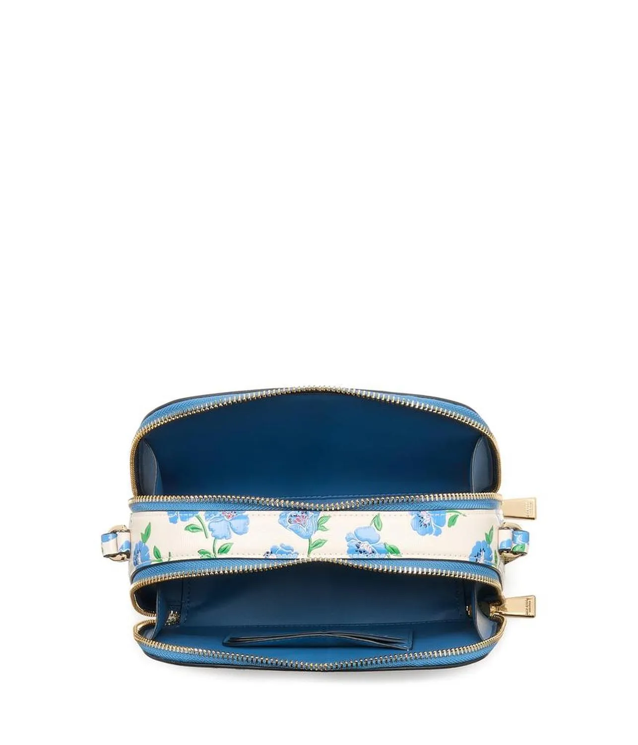 Devin Springtime Blooms Embossed Saffiano Leather Double Zip Dome Crossbody