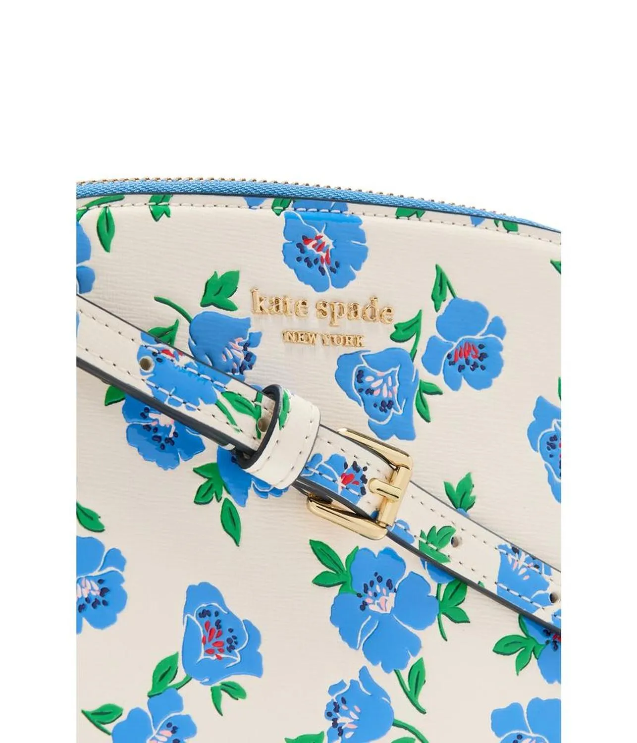 Devin Springtime Blooms Embossed Saffiano Leather Double Zip Dome Crossbody