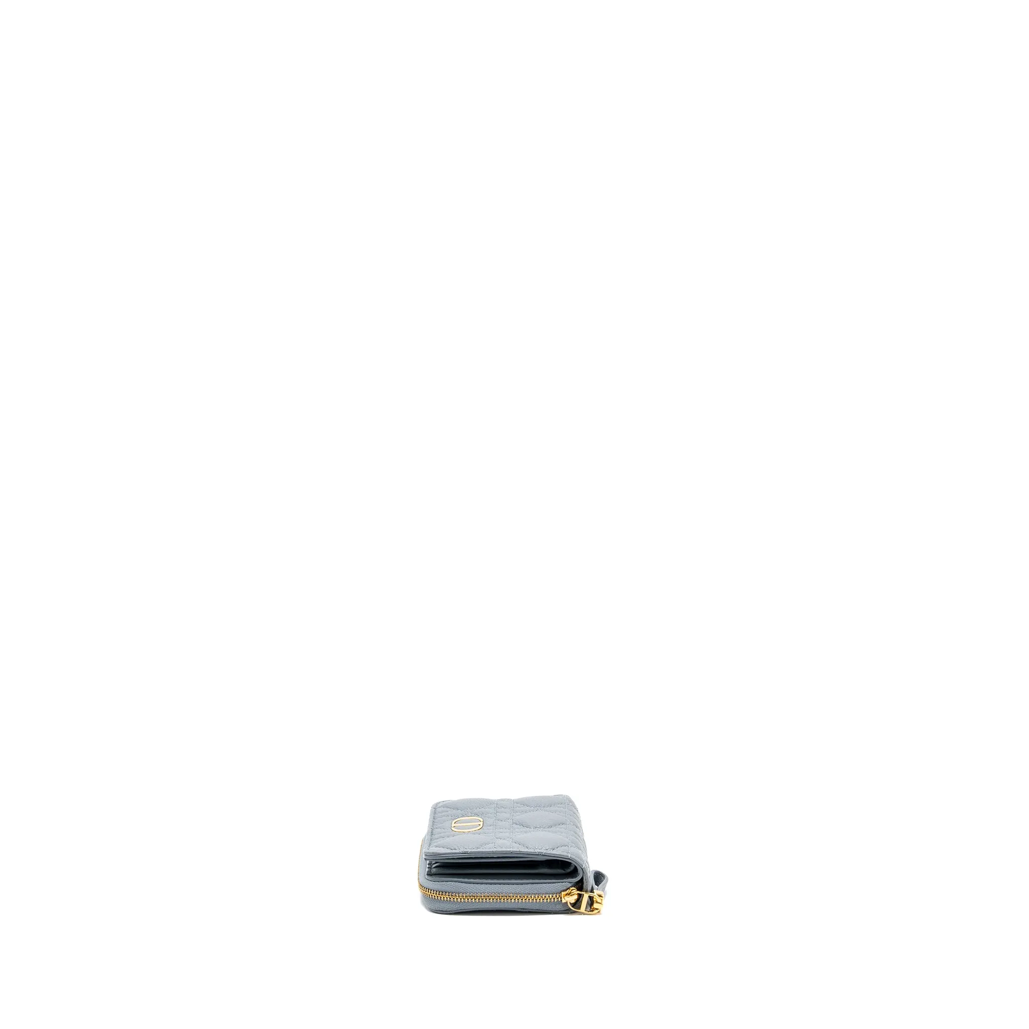 Dior Caro Scarlet Zipped Wallet Cannage Calfskin Cloud Blue GHW
