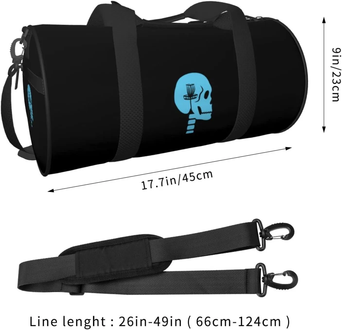 Disc Golf On The Mind Travel Luggage Duffel Bag Sports Rolling Foldable Duffel Bag, Black