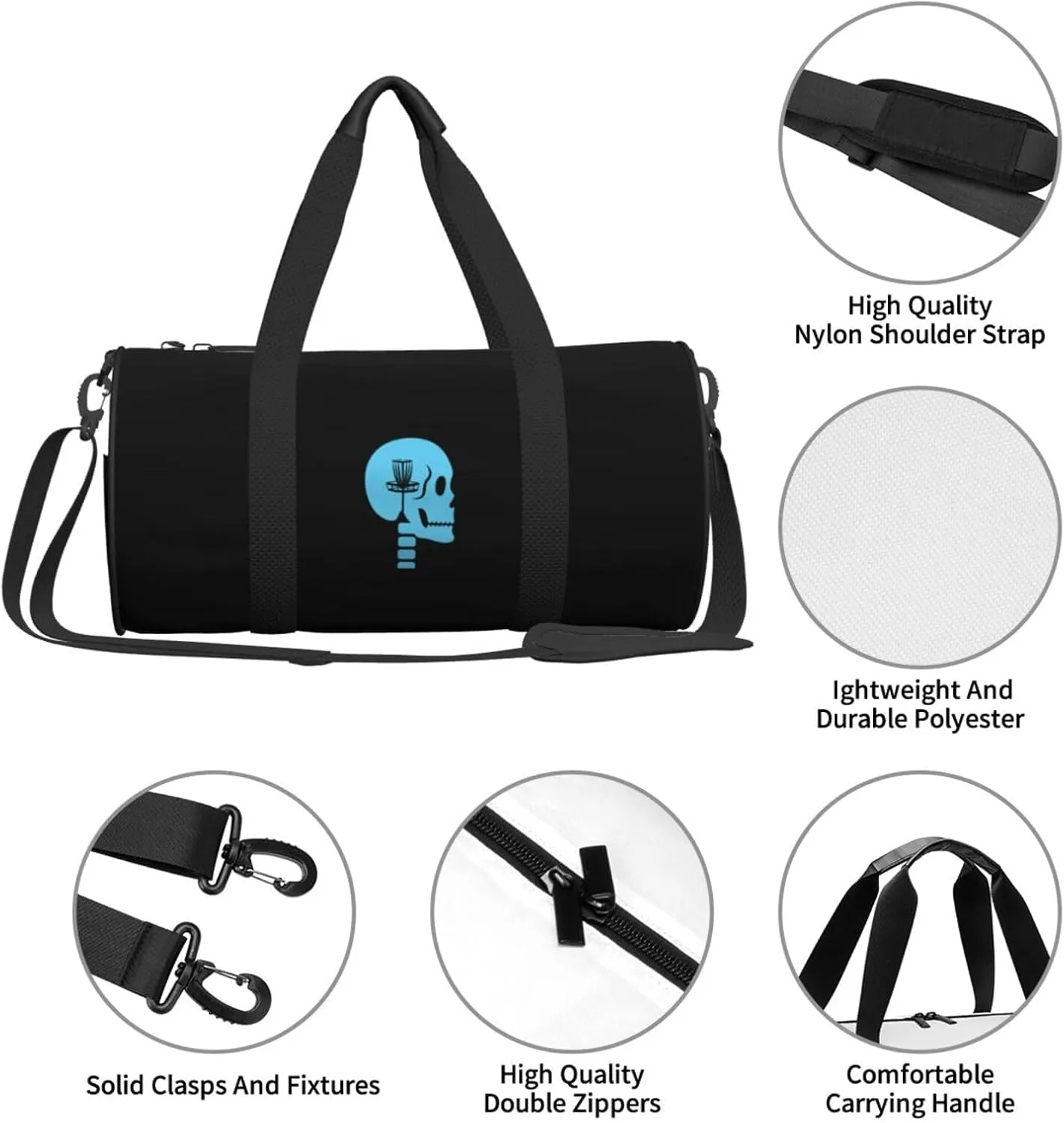 Disc Golf On The Mind Travel Luggage Duffel Bag Sports Rolling Foldable Duffel Bag, Black