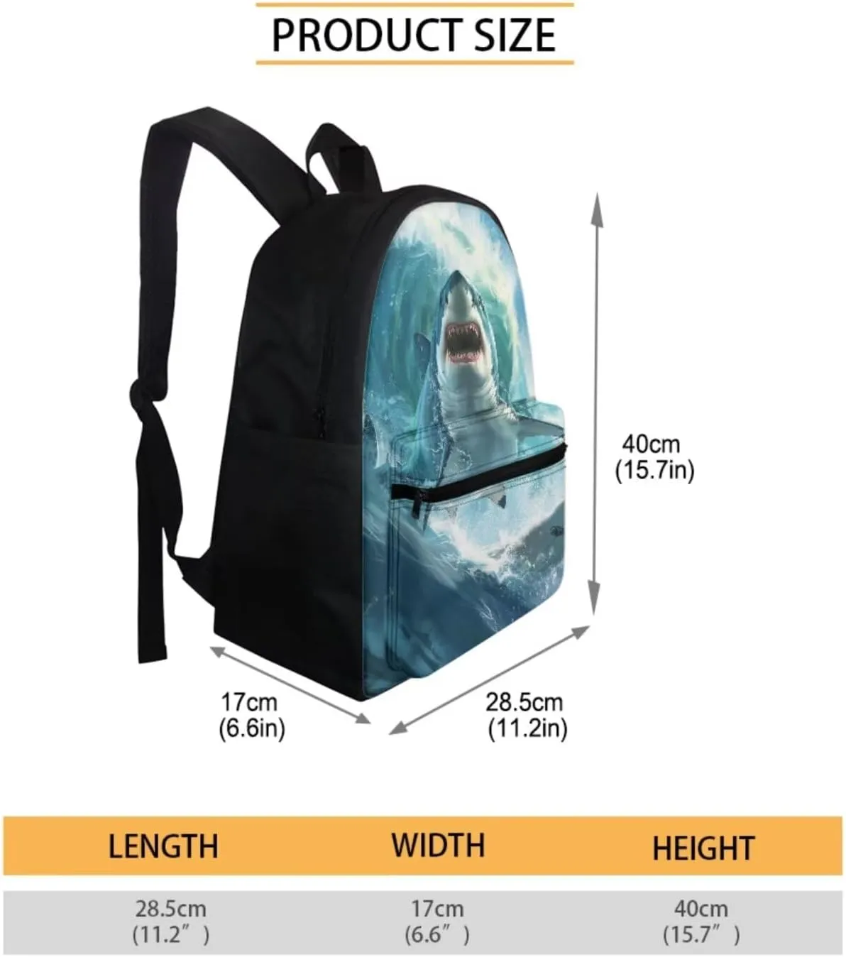 DISNIMO 3D Shark Elementary Backpak with Lunch Box Boys Kids School Bag Set of 3 Cool Middle School Backpacks for Teen Girls Bookbag Back ot School Bag Back Pack Mochilas Para NiñOs