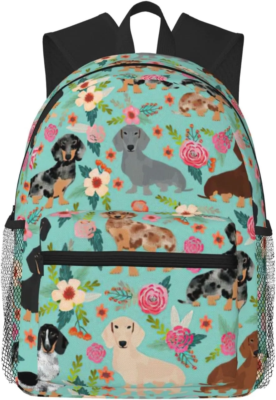 Dog Floral print Lightweight and comfortable backpack Casual Laptop Backpack for Travel Hiking