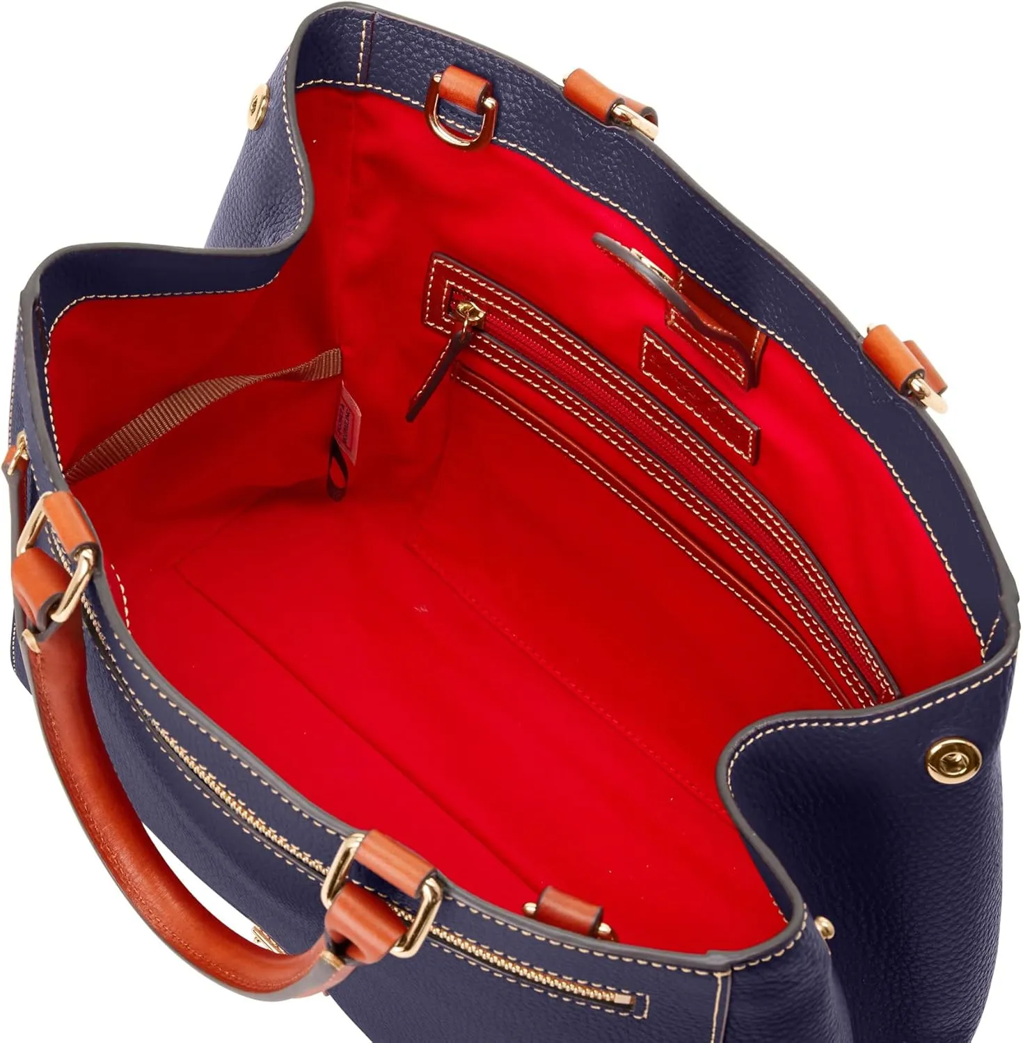 Dooney & Bourke Satchel Bags for Women, Pebble Grain Leather Zip Satchel Handbag with Crossbody Strap