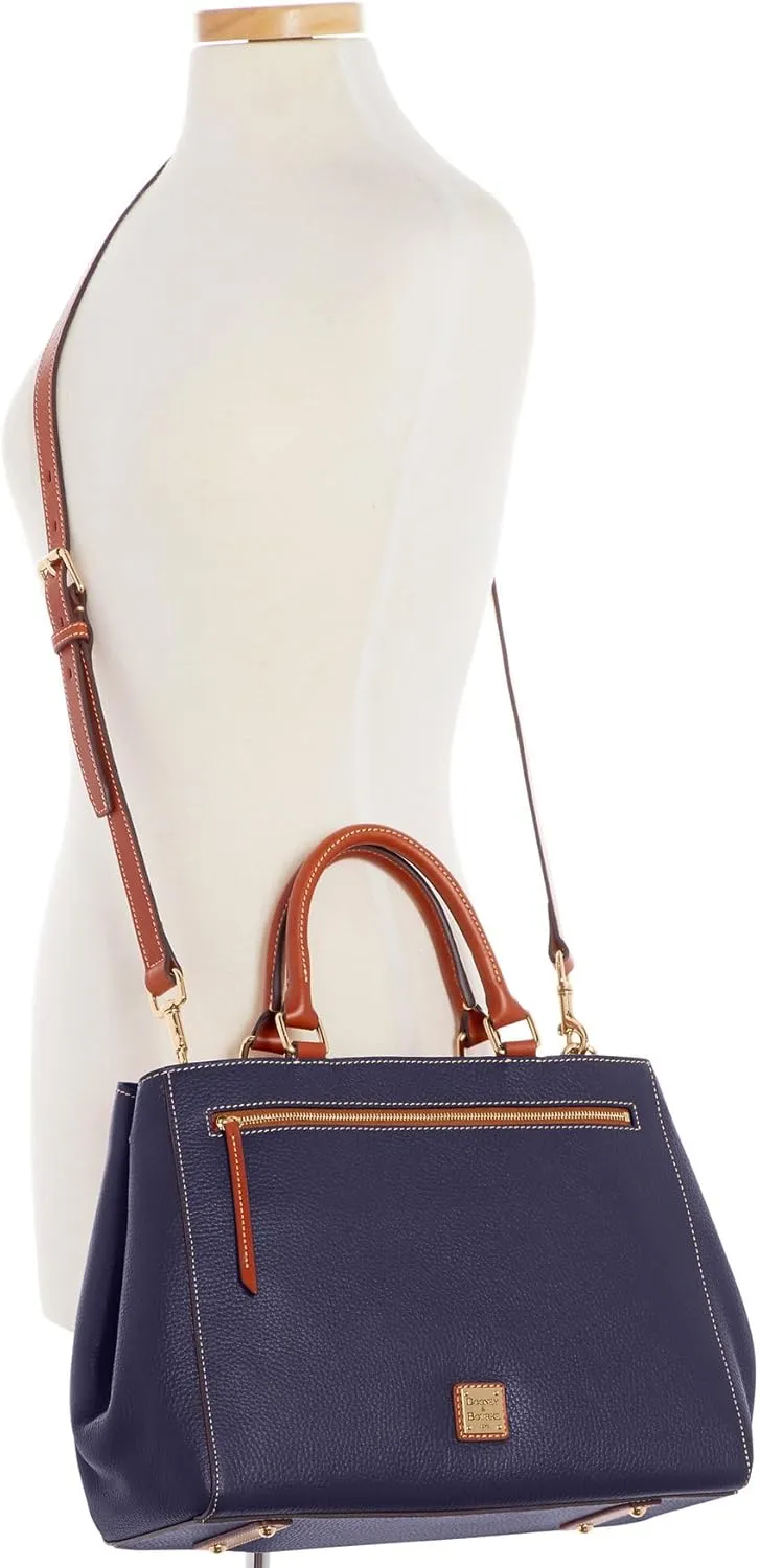 Dooney & Bourke Satchel Bags for Women, Pebble Grain Leather Zip Satchel Handbag with Crossbody Strap