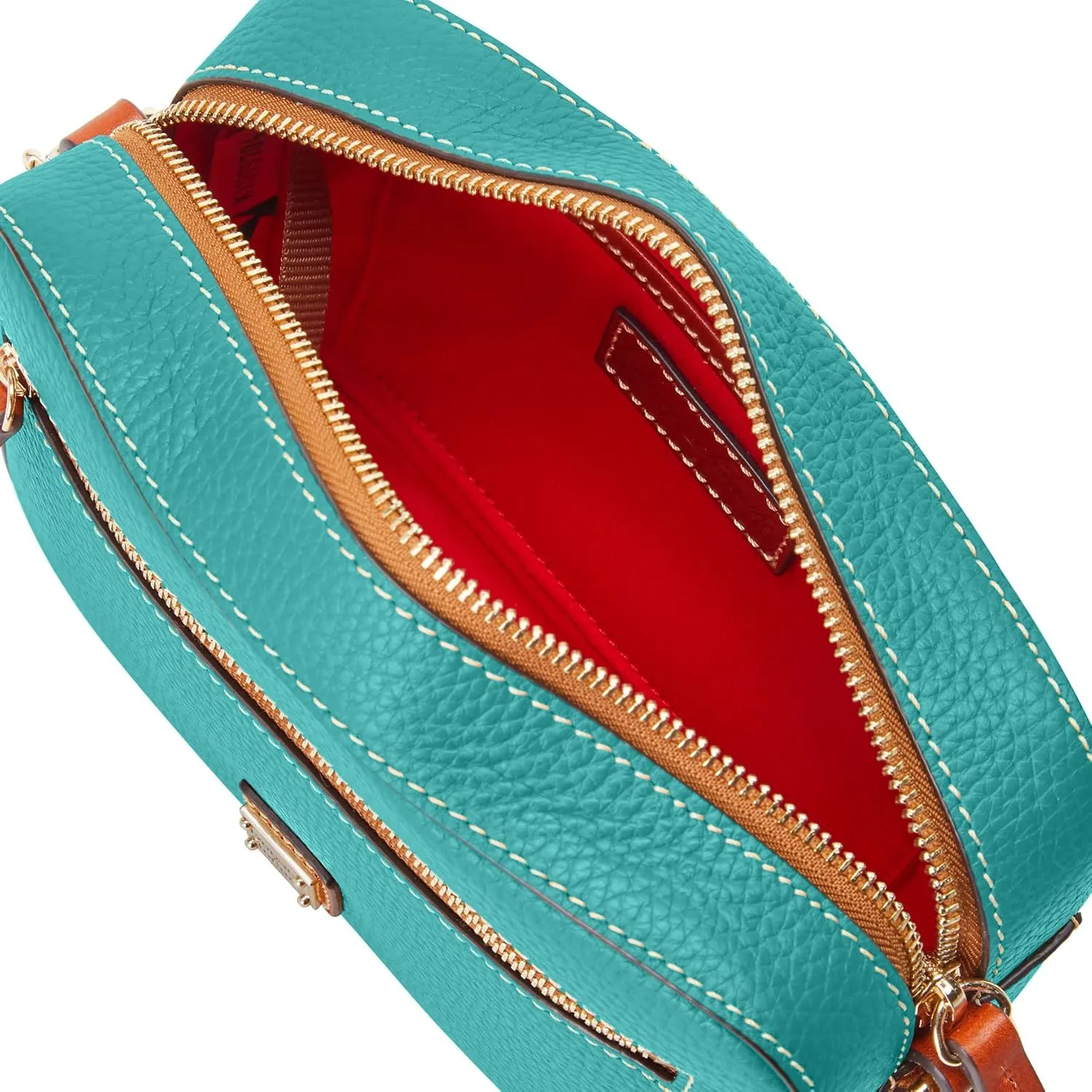 Dooney & Bourke Women's Camera Zip Crossbody in Pebble Grain Leather, Small Handbag with Adjustable Shoulder Strap