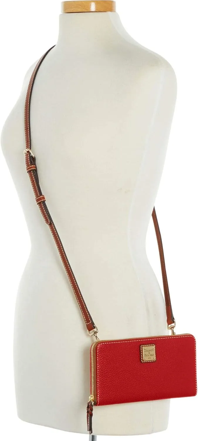 Dooney & Bourke Women's Large Zip Around Wristlet Crossbody in Pebble Grain Leather, with Detachable Shoulder Strap