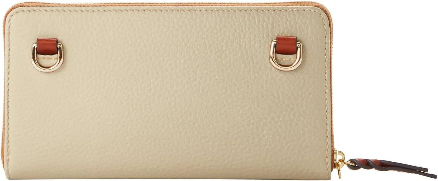 Dooney & Bourke Women's Large Zip Around Wristlet Crossbody in Pebble Grain Leather, with Detachable Shoulder Strap