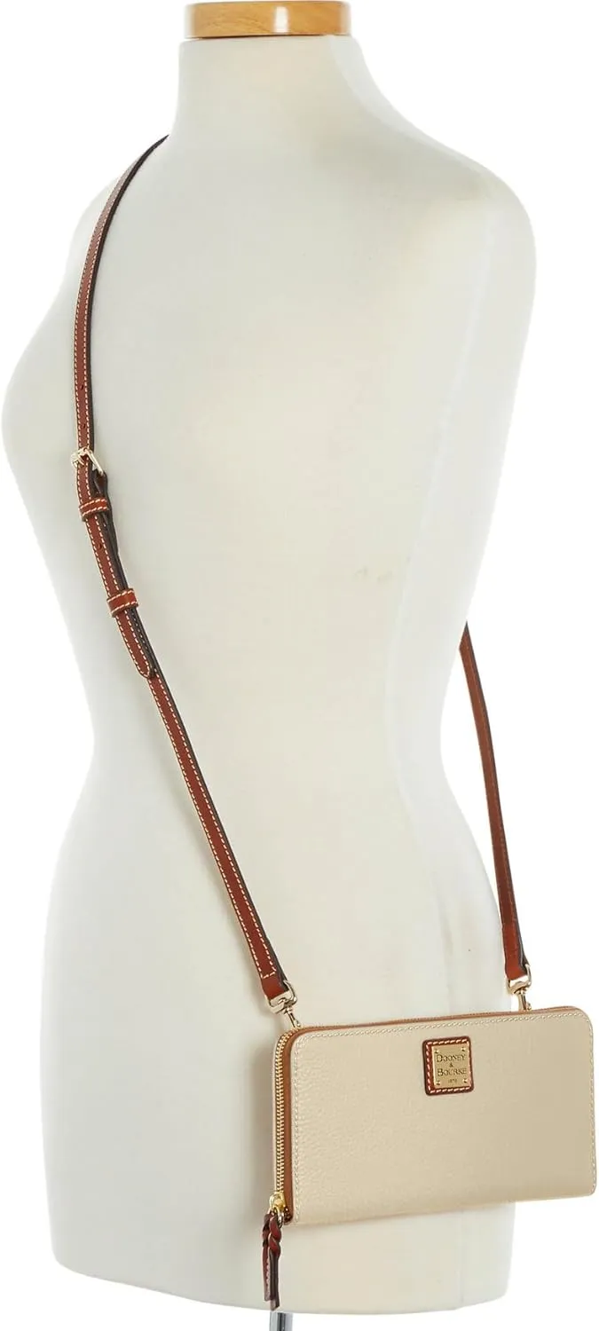 Dooney & Bourke Women's Large Zip Around Wristlet Crossbody in Pebble Grain Leather, with Detachable Shoulder Strap