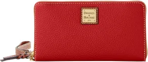 Dooney & Bourke Women's Large Zip Around Wristlet Crossbody in Pebble Grain Leather, with Detachable Shoulder Strap