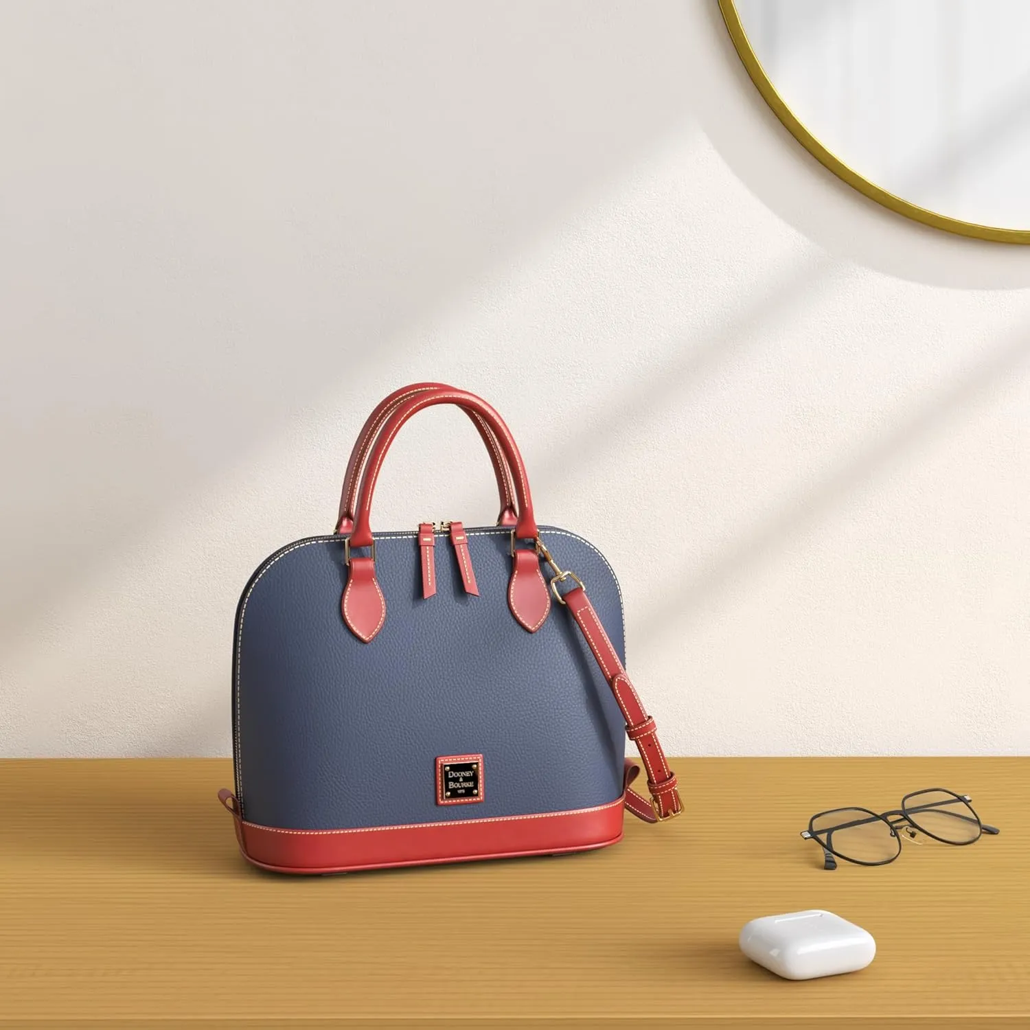 Dooney & Bourke Women's Zip Zip Satchel in Pebble Grain Leather, Large Handbag with Adjustable & Detachable Shoulder Strap