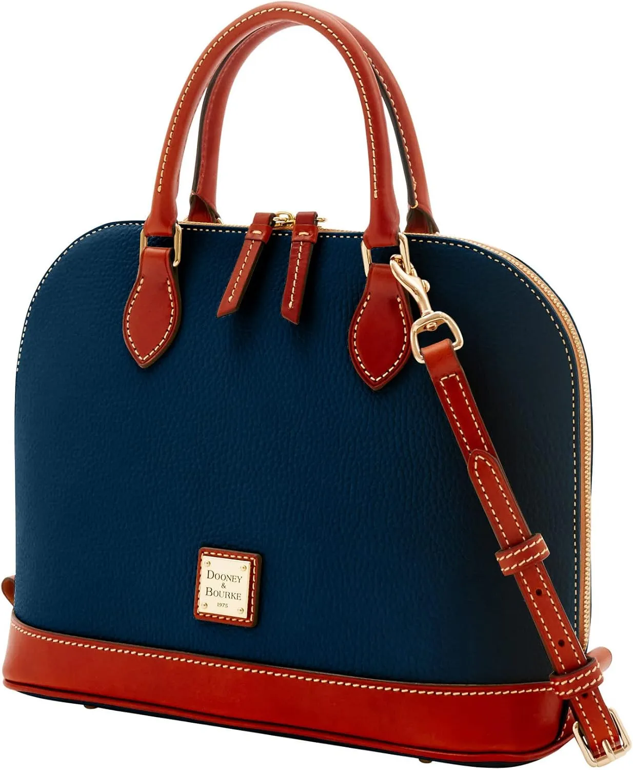 Dooney & Bourke Women's Zip Zip Satchel in Pebble Grain Leather, Large Handbag with Adjustable & Detachable Shoulder Strap