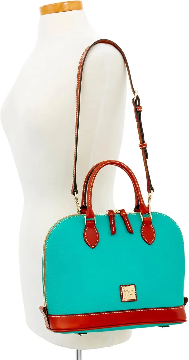 Dooney & Bourke Women's Zip Zip Satchel in Pebble Grain Leather, Large Handbag with Adjustable & Detachable Shoulder Strap