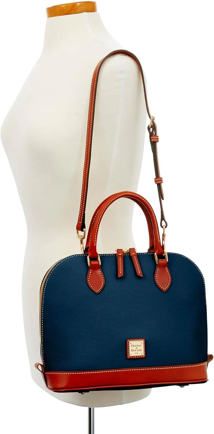 Dooney & Bourke Women's Zip Zip Satchel in Pebble Grain Leather, Large Handbag with Adjustable & Detachable Shoulder Strap