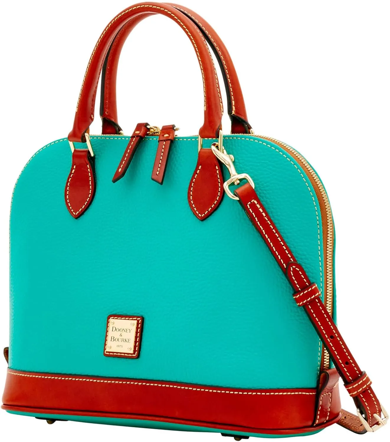 Dooney & Bourke Women's Zip Zip Satchel in Pebble Grain Leather, Large Handbag with Adjustable & Detachable Shoulder Strap