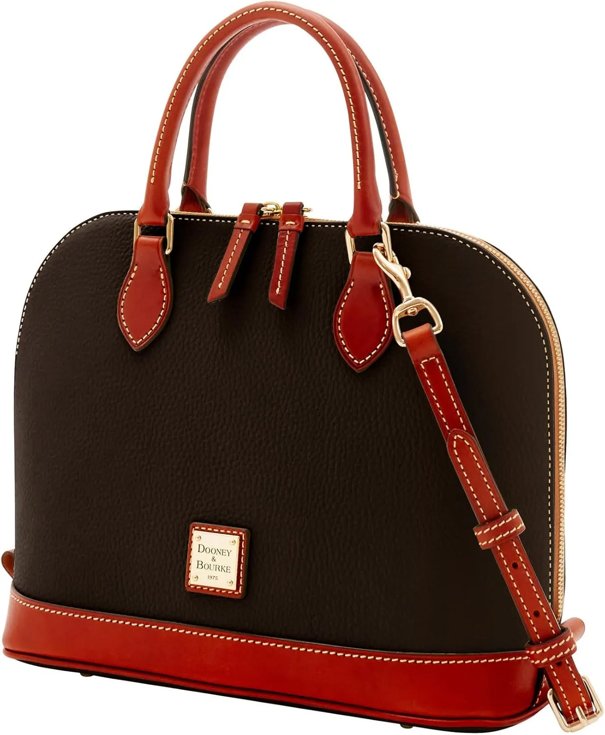 Dooney & Bourke Women's Zip Zip Satchel in Pebble Grain Leather, Large Handbag with Adjustable & Detachable Shoulder Strap