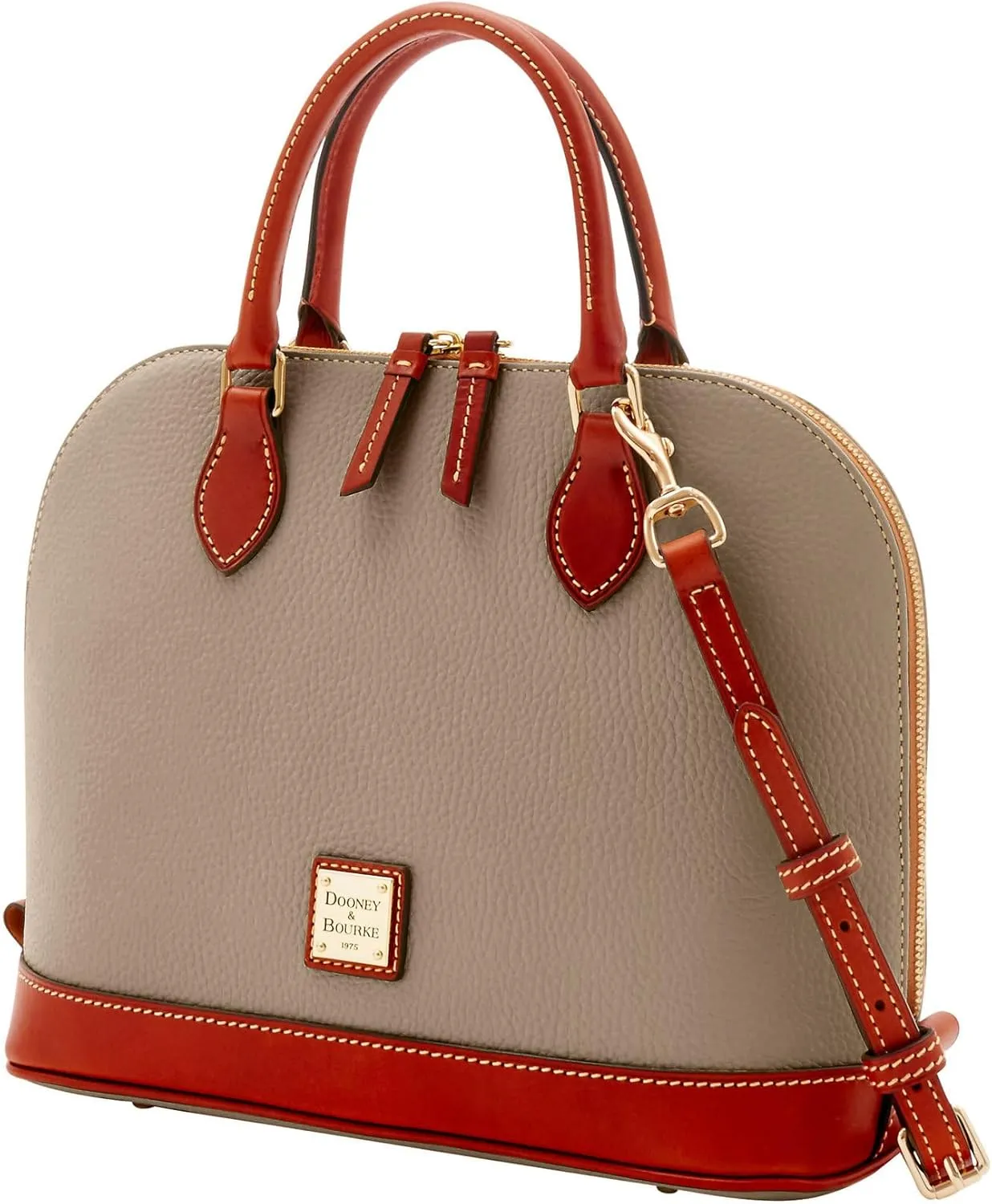Dooney & Bourke Women's Zip Zip Satchel in Pebble Grain Leather, Large Handbag with Adjustable & Detachable Shoulder Strap