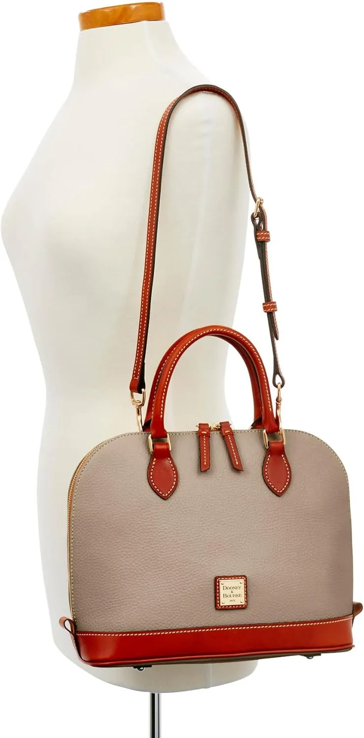 Dooney & Bourke Women's Zip Zip Satchel in Pebble Grain Leather, Large Handbag with Adjustable & Detachable Shoulder Strap