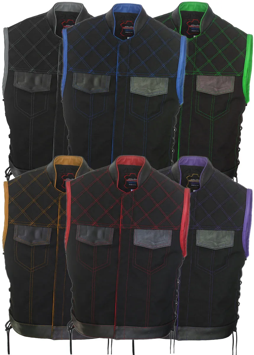 Double Stitch Diamond Biker Vest  Water Resistant Military Grade Fabric (Cordura)