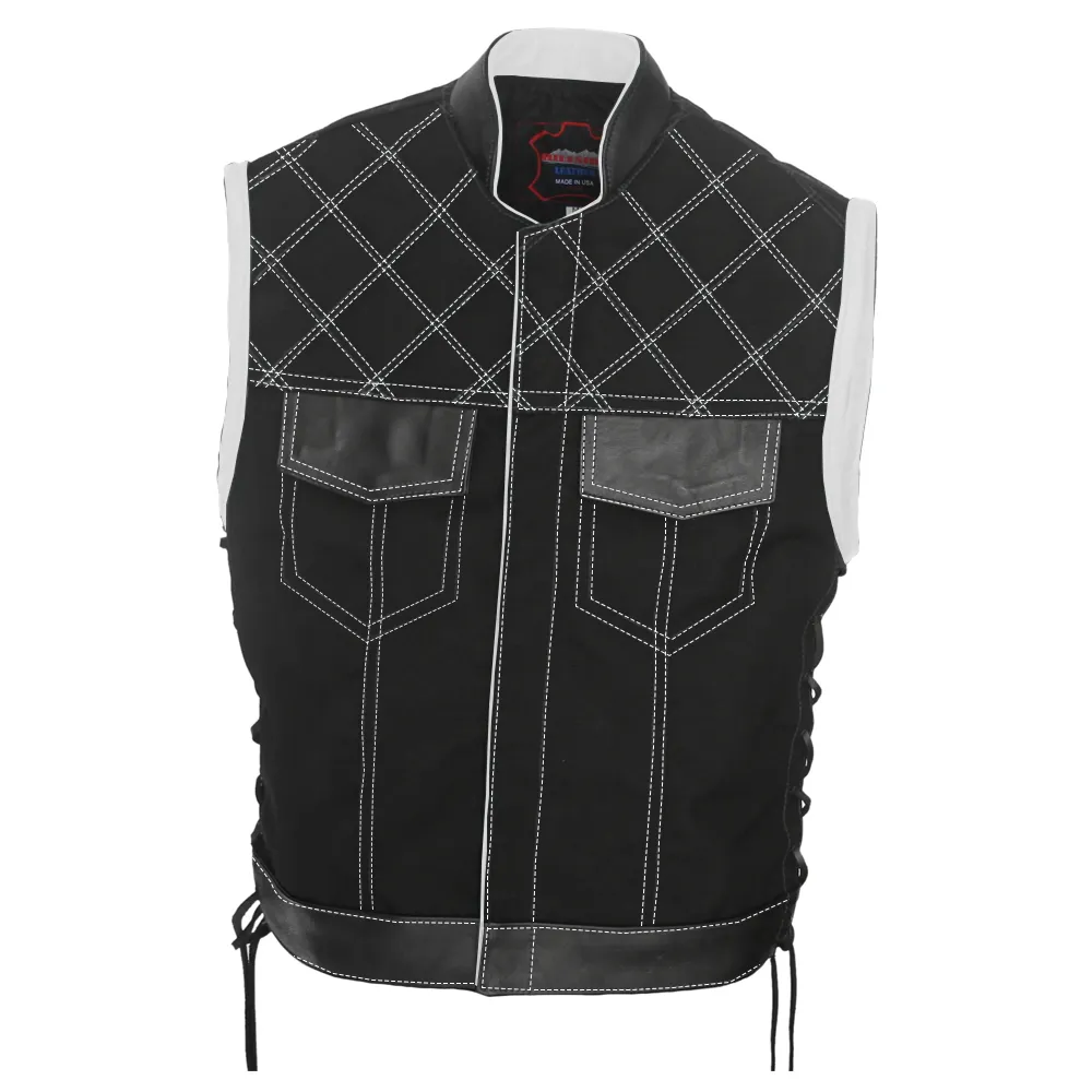 Double Stitch Diamond Biker Vest  Water Resistant Military Grade Fabric (Cordura)