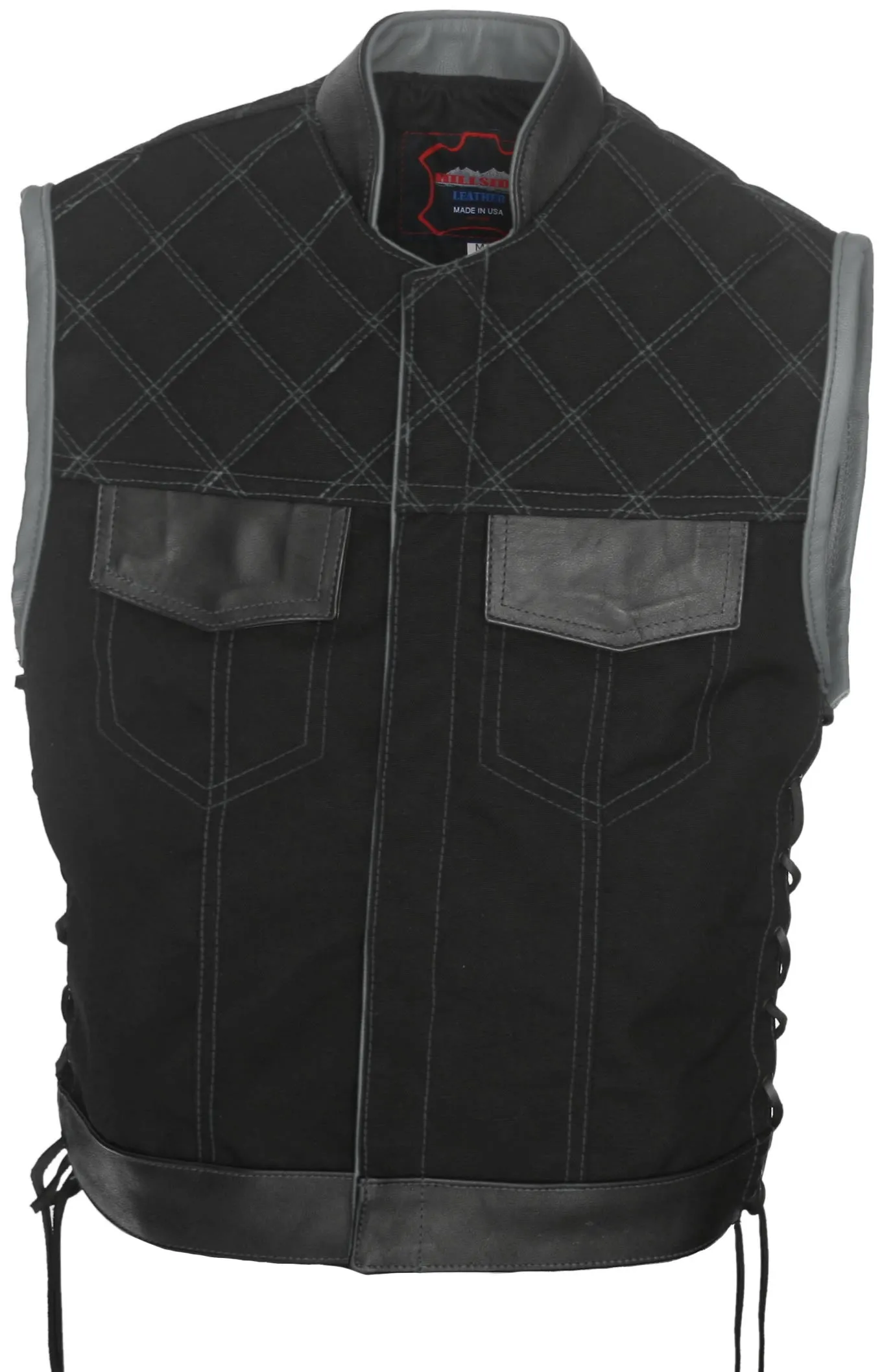 Double Stitch Diamond Biker Vest  Water Resistant Military Grade Fabric (Cordura)