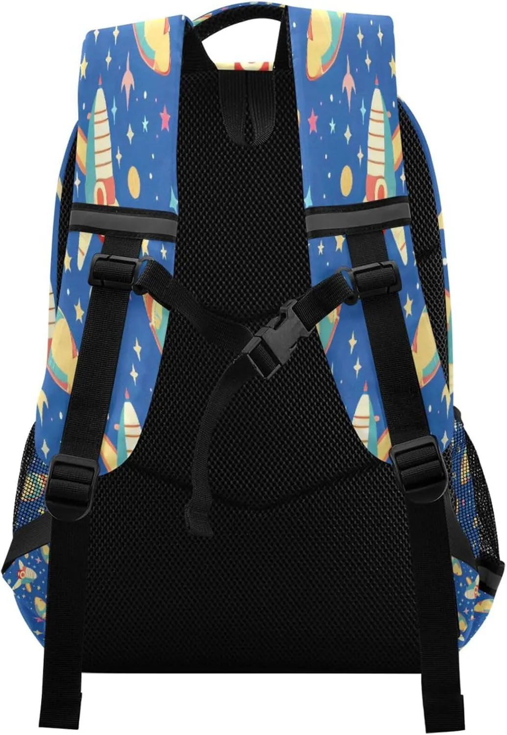 Dussdil Spaceships Galaxy Stars Kid's Backpack Backpacks for Boys Girls, 16 inch Casual Daypack Back Pack Laptop Bag Double Zipper Travel Bags with Adjustable Shoulder Strap