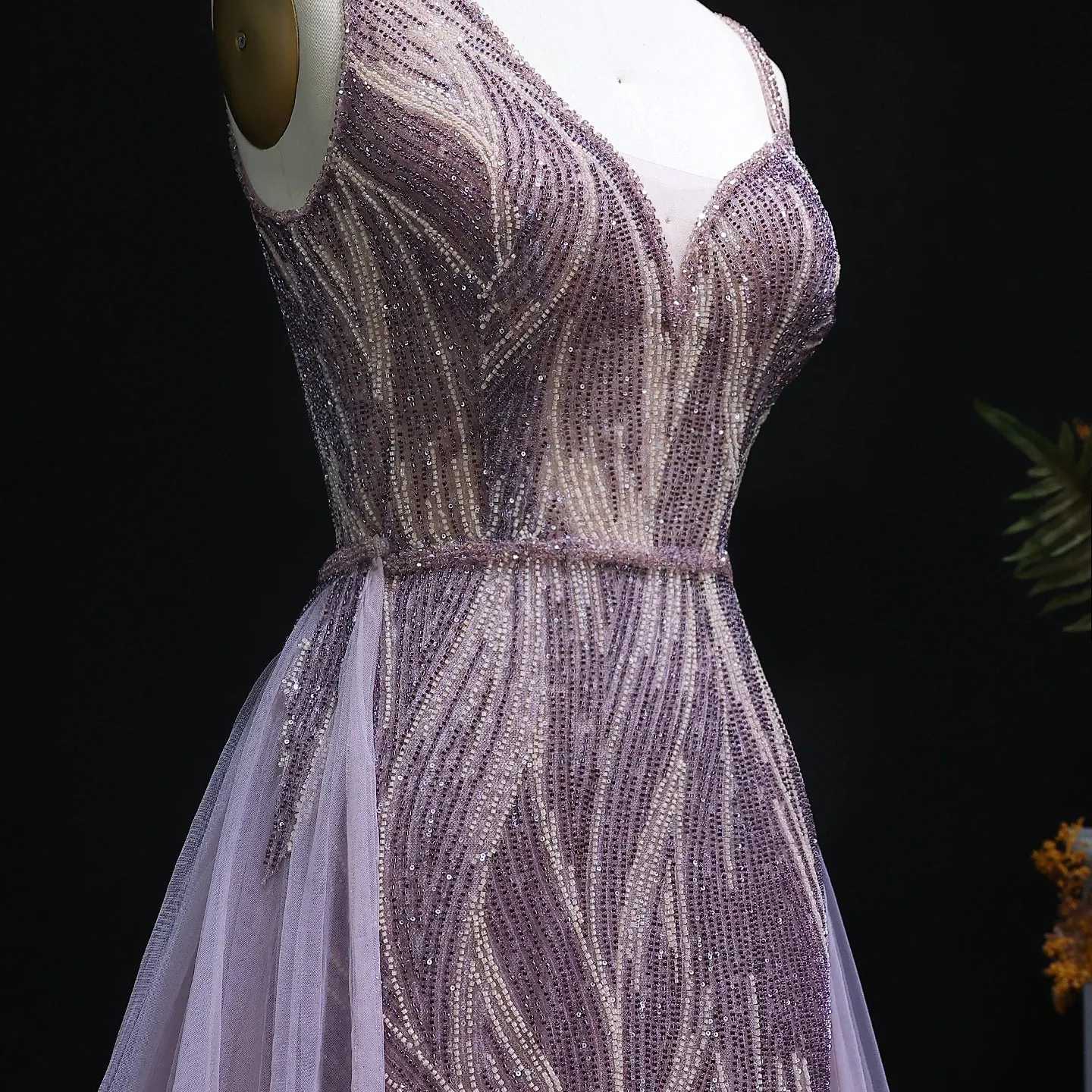 Dusty Pink Champagne Evening Dresses with Overskirt SS052