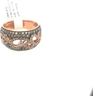 Effy - Rose 14 Karat Fashion Ring with 1.04Tw Round White and Champagne Diamonds. List Price $2925.00!