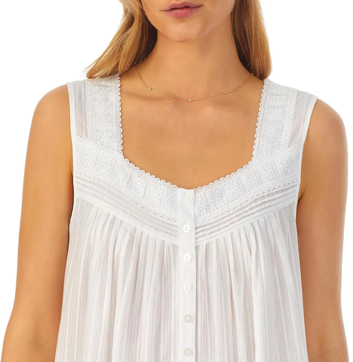 Eileen West 50" Cotton Dobby Sleeveless Nightgown