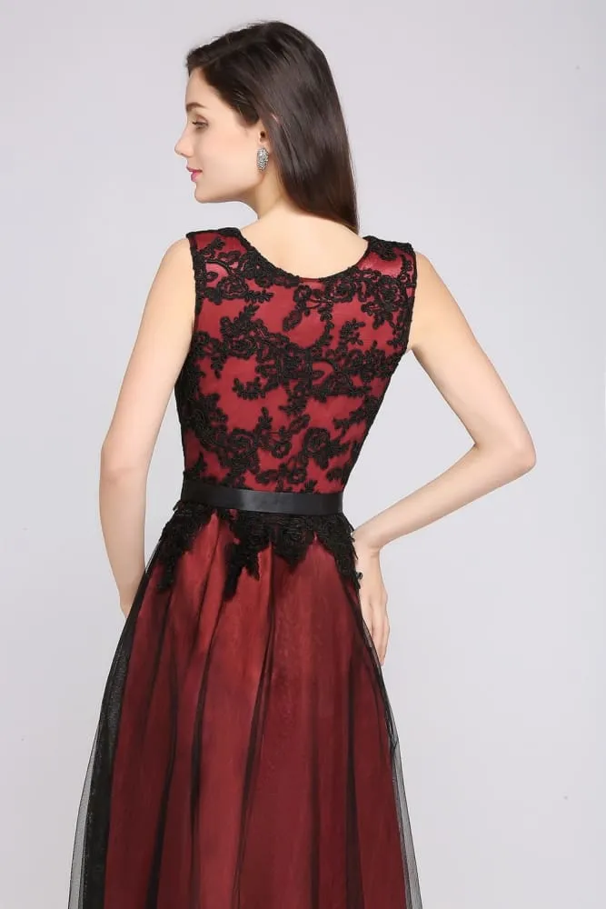 Elegant Applique Chiffon Lace Long Evening Dress