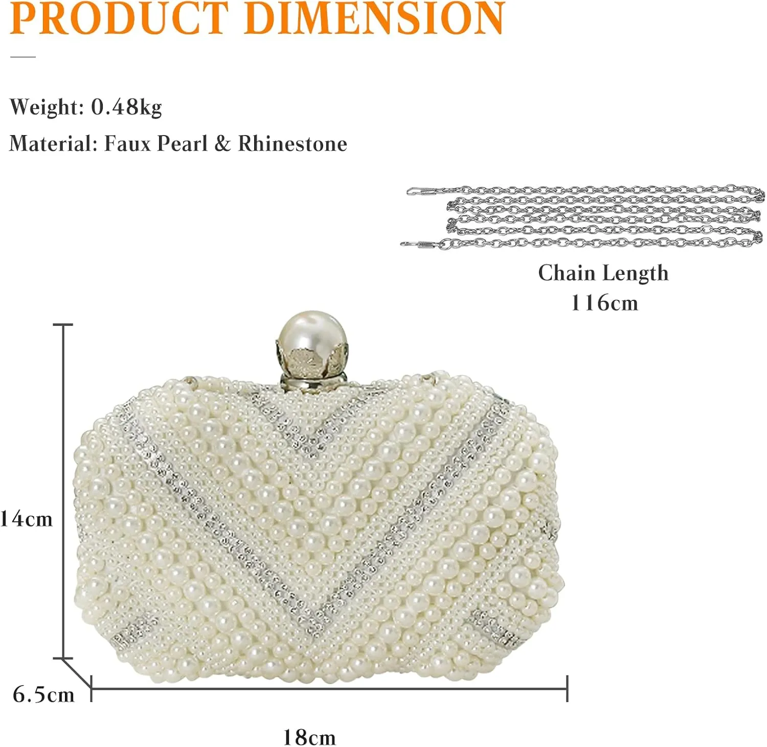 Elegant Pearl Beaded Evening Handbag with Rhinestones - Bridal Wedding Small Crossbody Shoulder Bag for Ladies