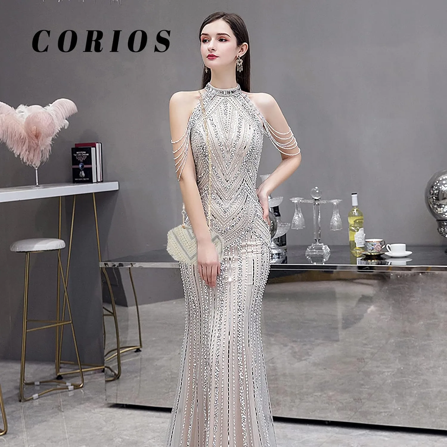 Elegant Pearl Beaded Evening Handbag with Rhinestones - Bridal Wedding Small Crossbody Shoulder Bag for Ladies